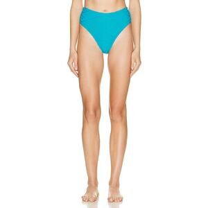 Versace Turquoise Blue Monogram High Waisted Bikini Swimsuit Bottoms Size 3 New